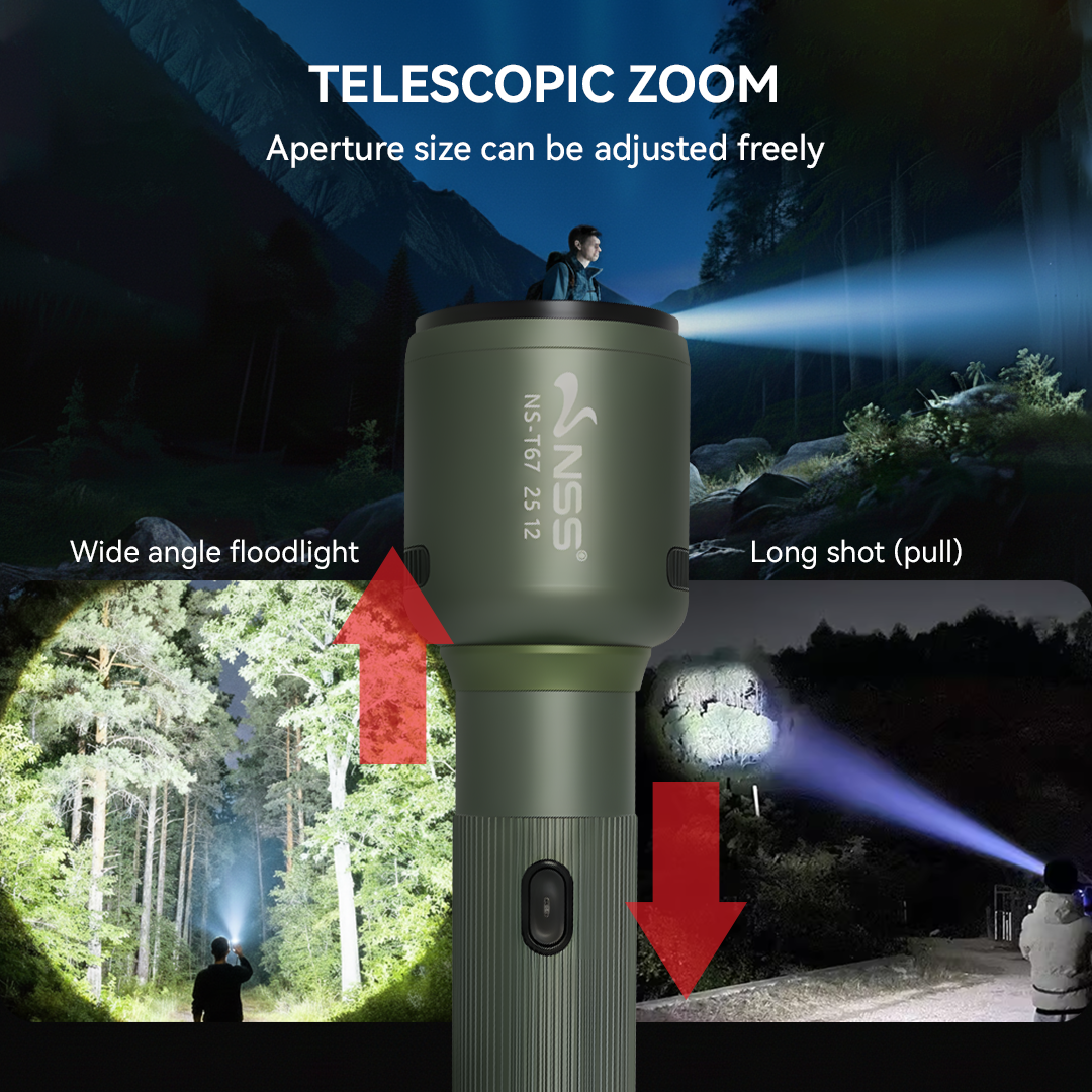 NSS Rechargeable Zoomable LED Flashlight Tactical Torch