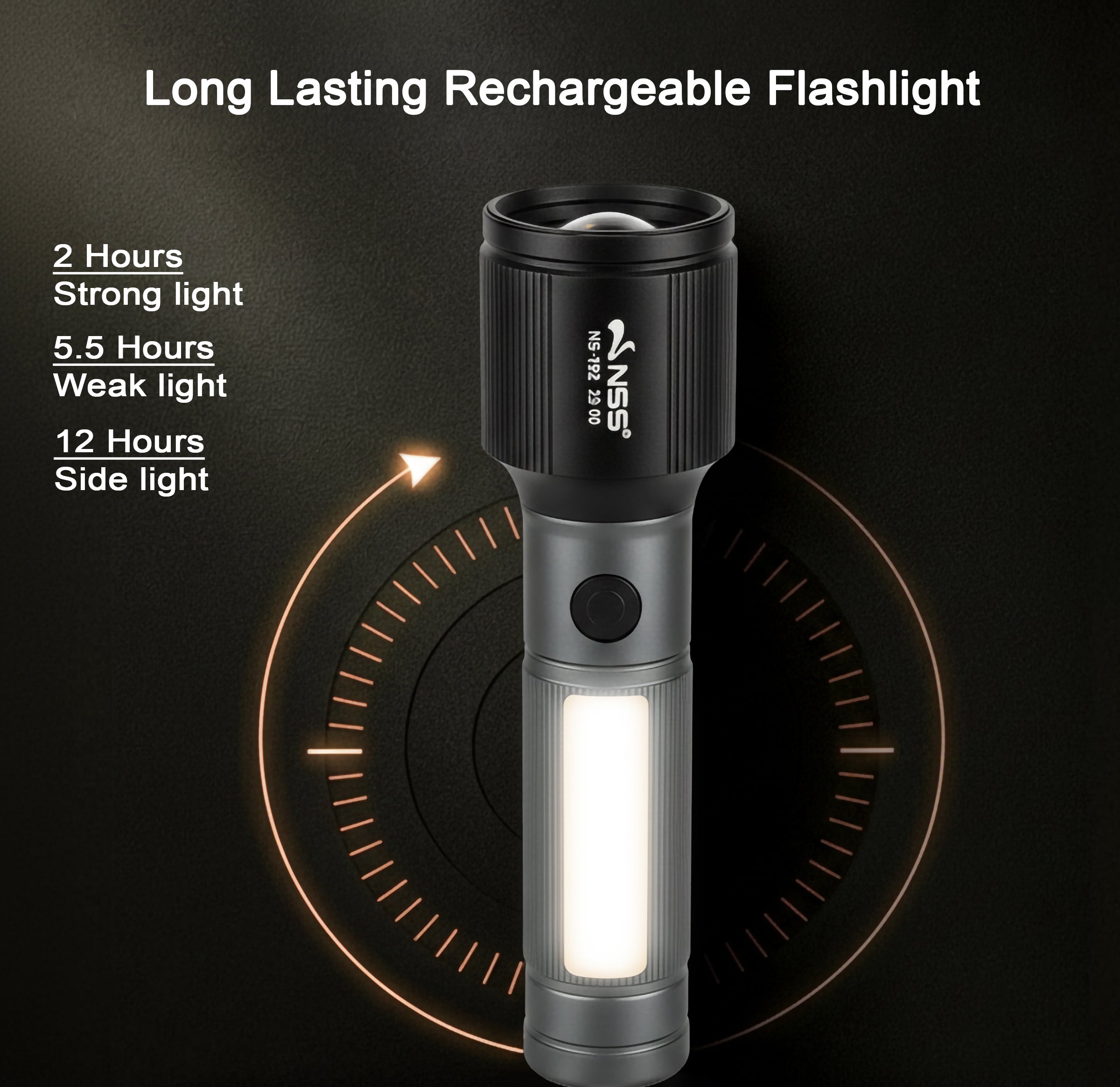 NSS Zoomable LED Flashlight Shockproof & Water-Resistant Outdoor Light