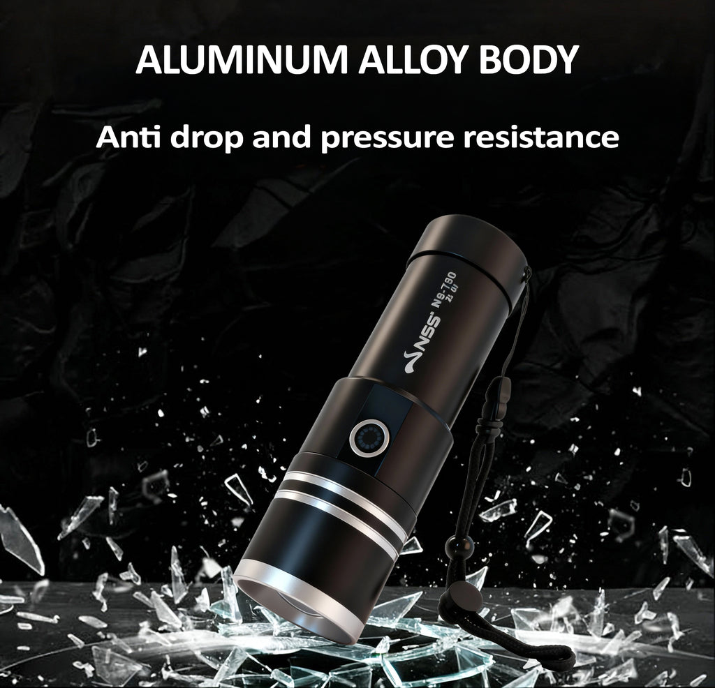 NSS 800W Zoomable LED Flashlight Rechargeable High Power Portable Flashlight