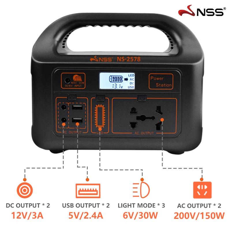 NSS Portable Power Station with 20W Solar Panel – Compact Generator for Camping, Emergency Backup & 220V Devices