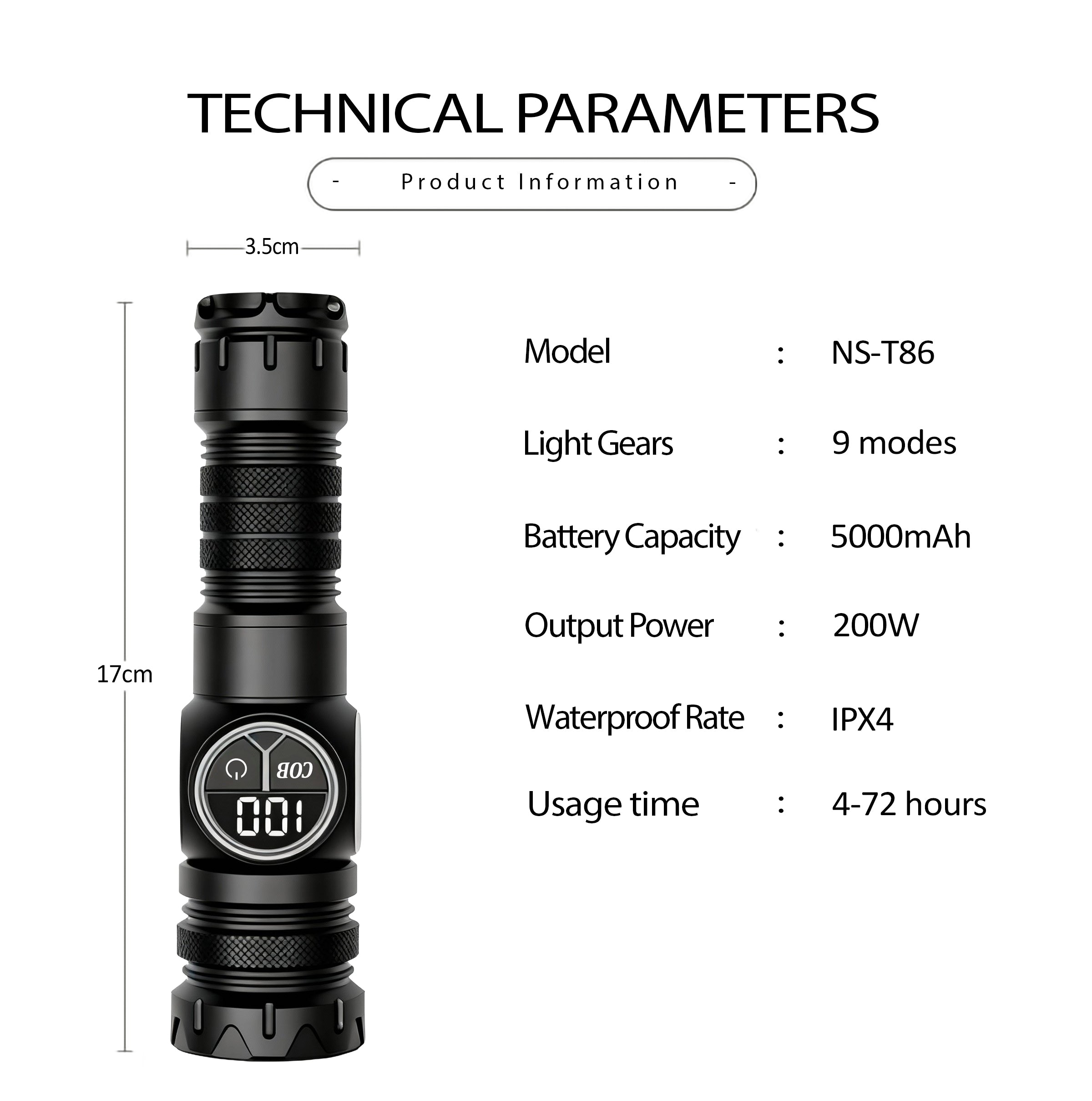NSS Telescopic Zoom LED Flashlight  High Power  Outdoor Flashlight