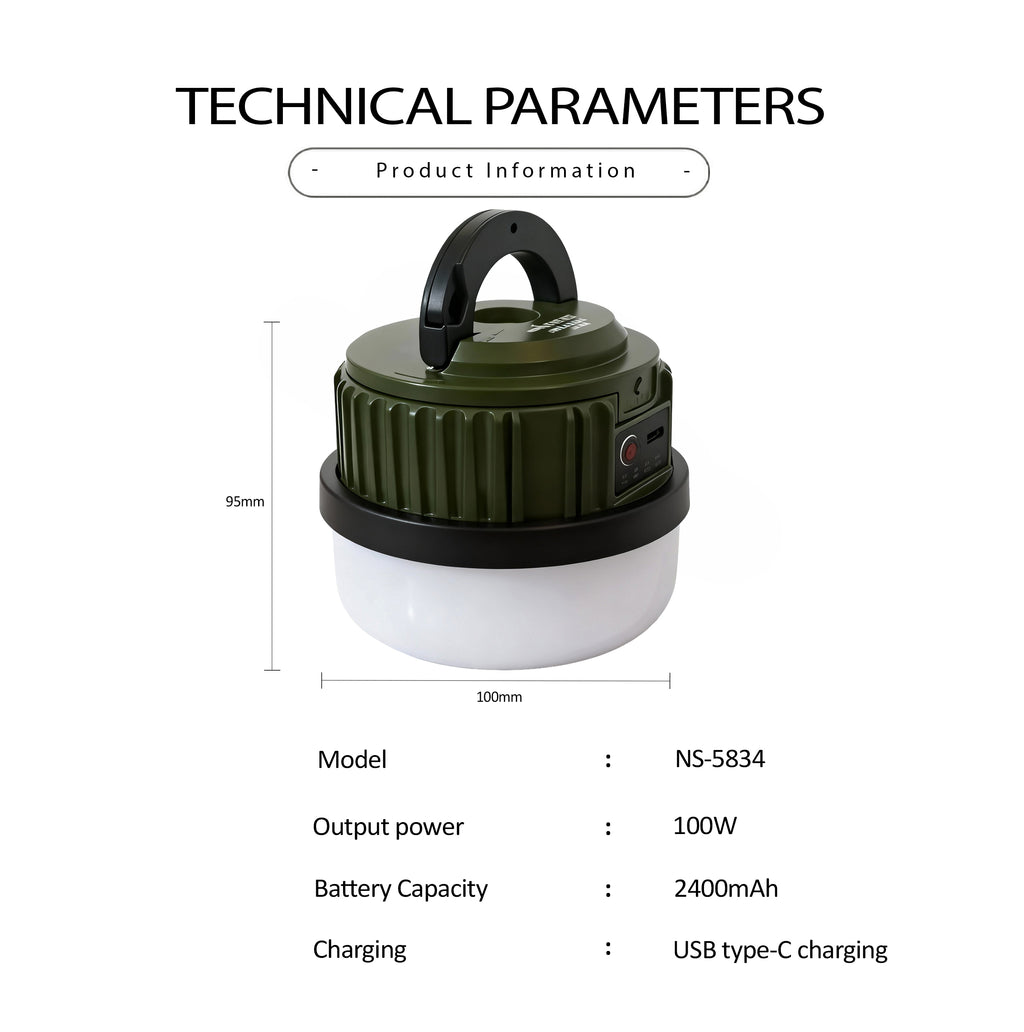 NSS 150W Rechargeable LED Emergency Lamp – Waterproof Camping Lantern with 5 Modes