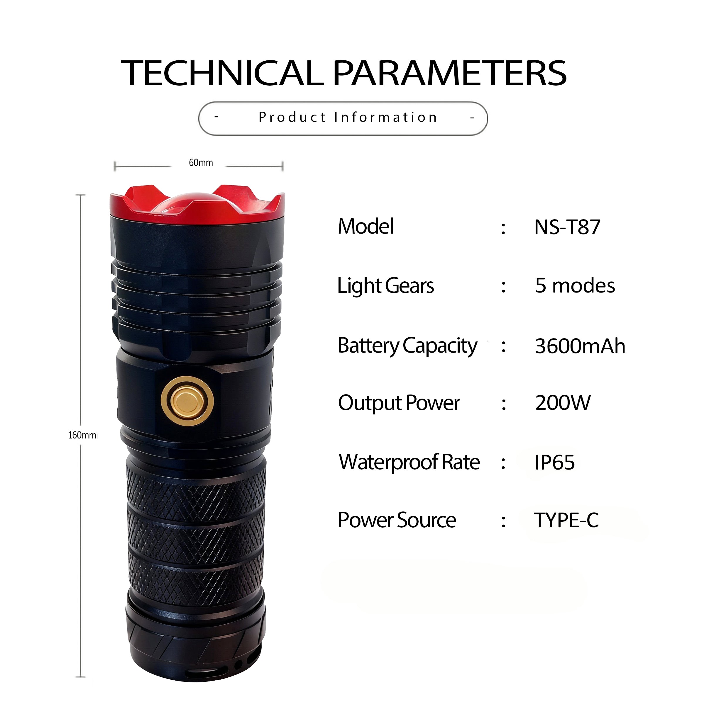 NSS Zoomable LED Flashlight Outdoor Flashlight