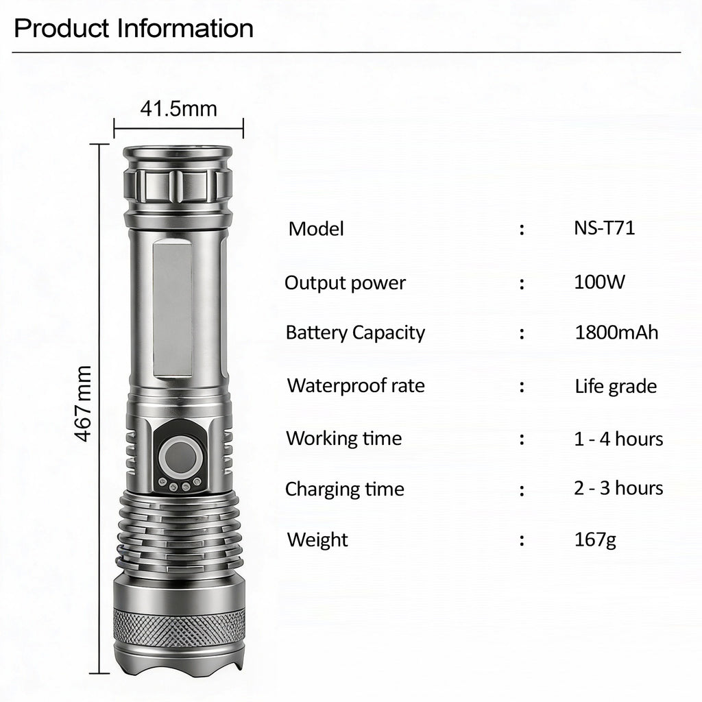NSS Rechargeable LED Tactical Flashlight