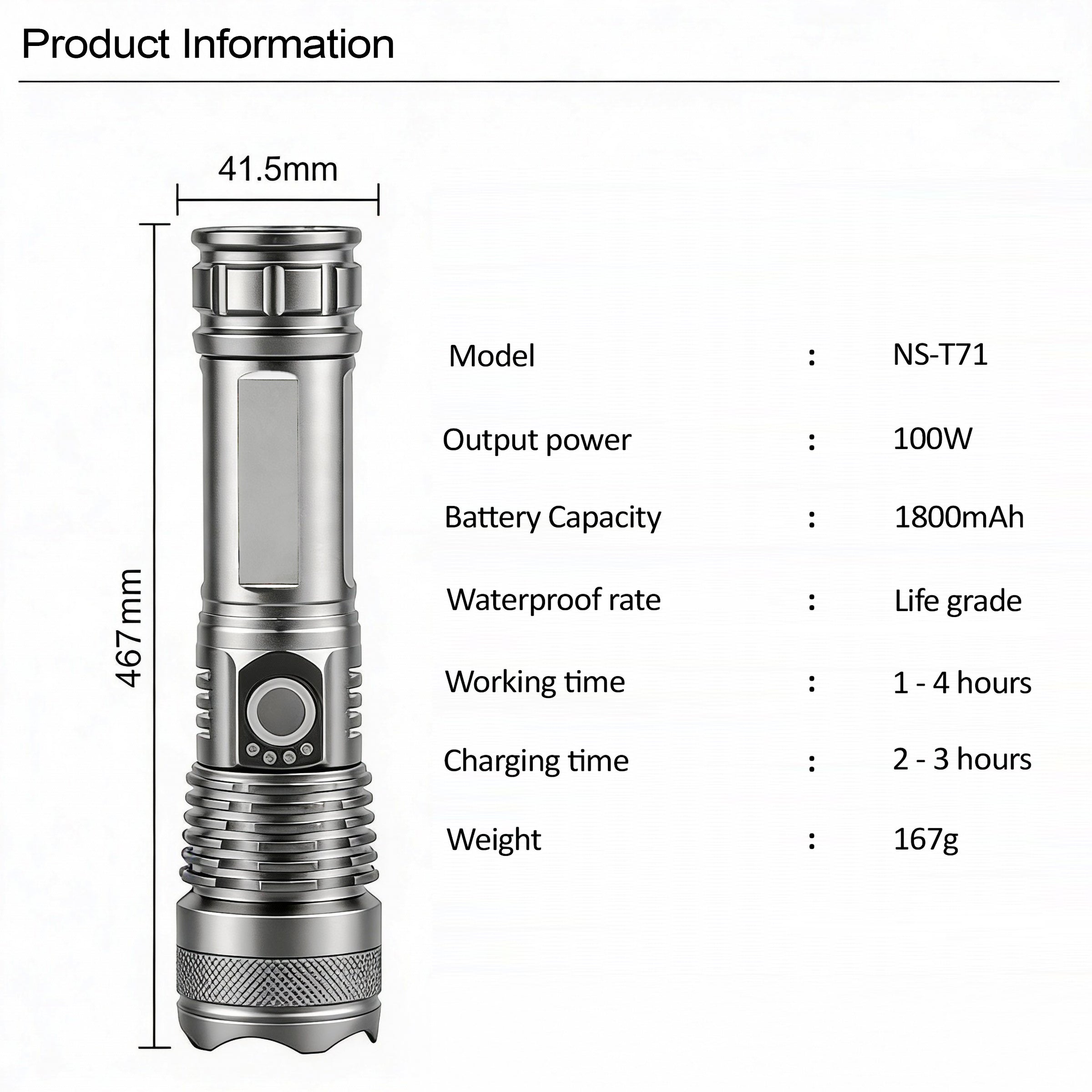 NSS Rechargeable LED Tactical Flashlight