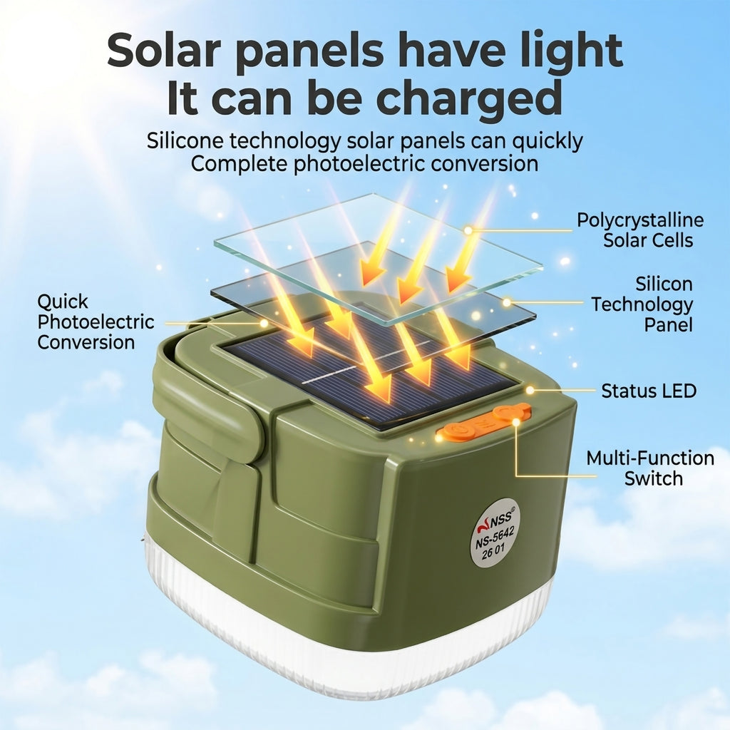 Portable Emergency Lamp Solar Rechargeable USB-C | 3 Lighting Modes | High Bright LED Camping Light | Brownout Ready Backup Light Philippines