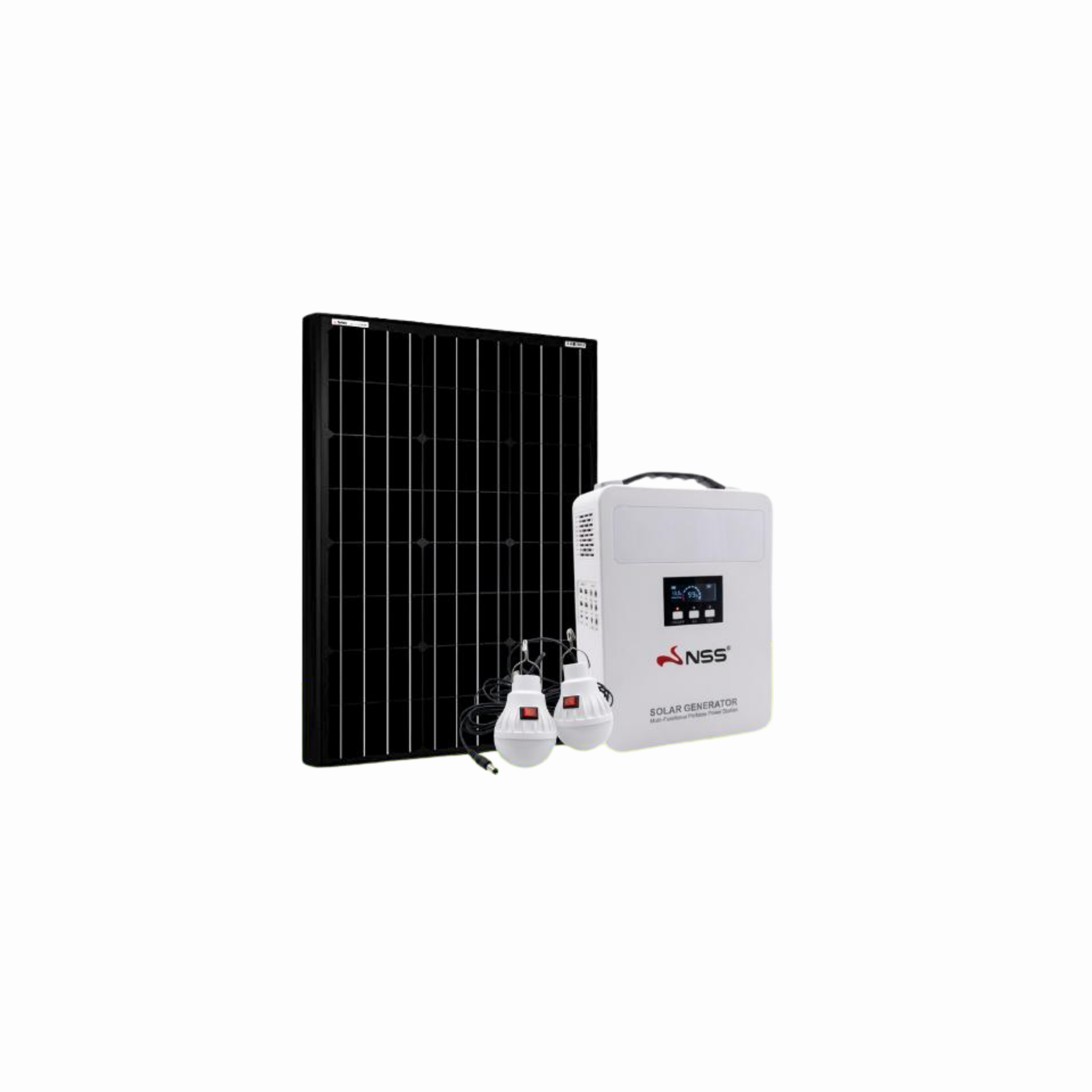 NSS NEW Solar Generator 300W/500W Portable Power Station 15500mAh Lithium Battery Emergency Power Supply with 2 External Bulbs for Camping Home Outage 13 Output Ports 5V 2A USB