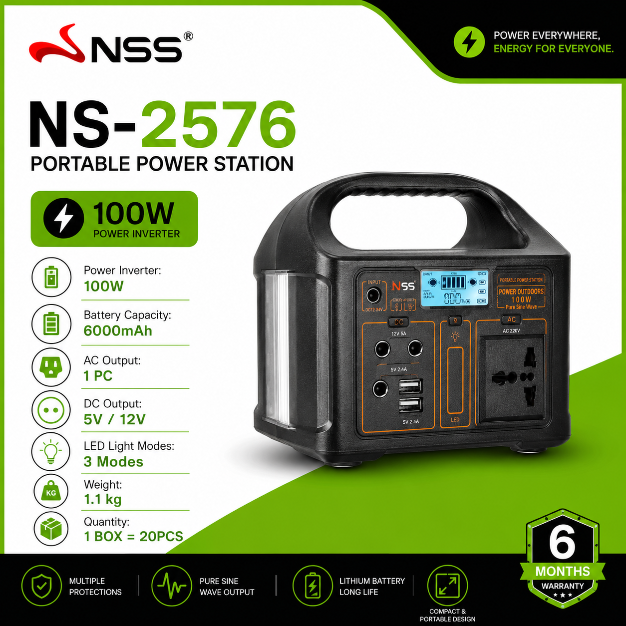 NSS 100W Mini Portable Solar Generator – Compact Power Station for Camping & Emergency (NS-2576)