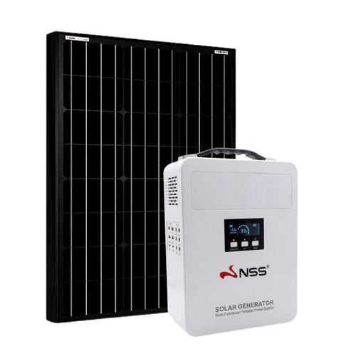 NSS NEW Solar Generator 300W/500W Portable Power Station 15500mAh Lithium Battery Emergency Power Supply with 2 External Bulbs for Camping Home Outage 13 Output Ports 5V 2A USB