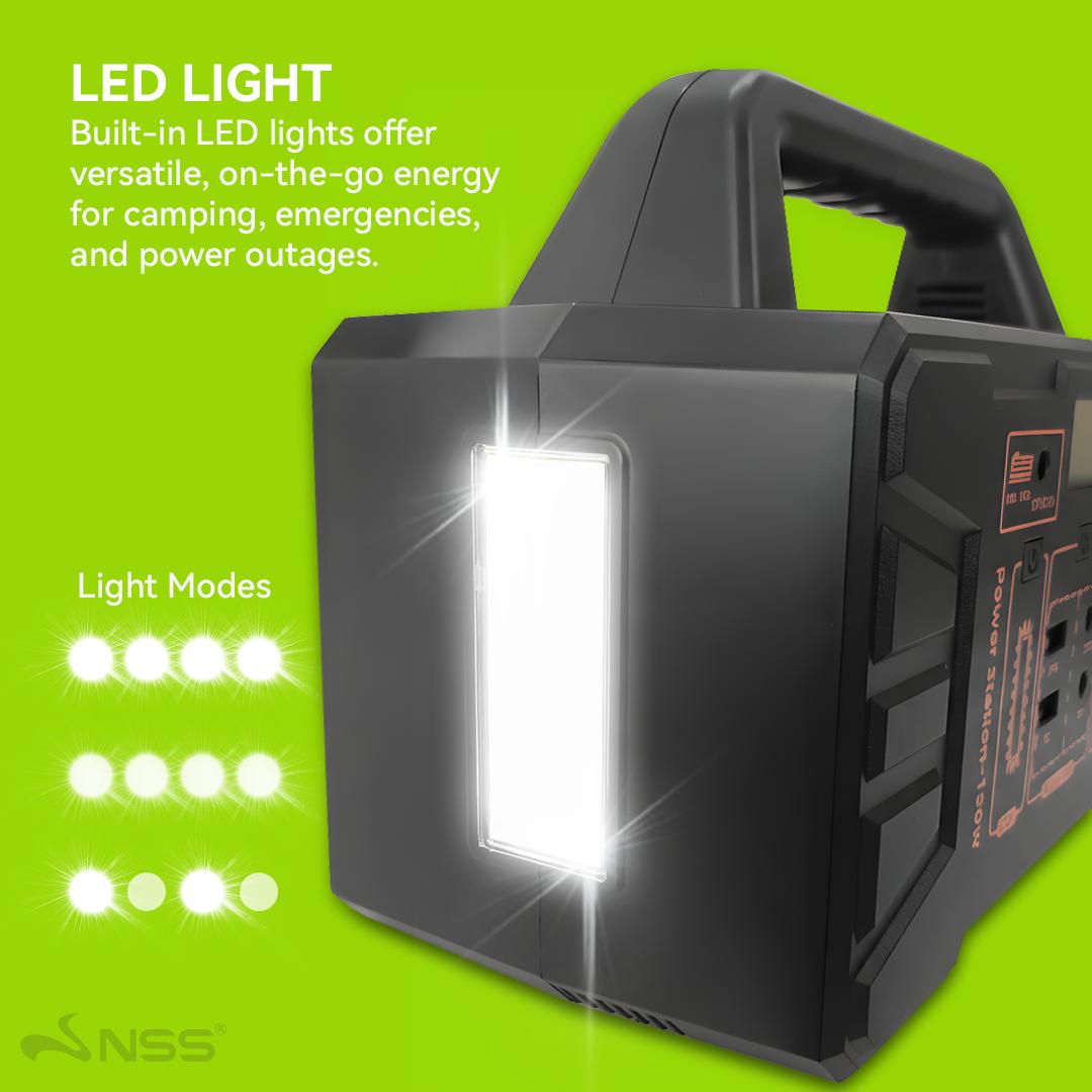 NSS [NEW LAUNCH] 150W Portable Power Station with Solar Panel Kit - Rechargeable Solar Generator, Multi-Function Output Ports, Emergency Battery Backup for Camping, Outdoor, & Home Blackout - NS-2586