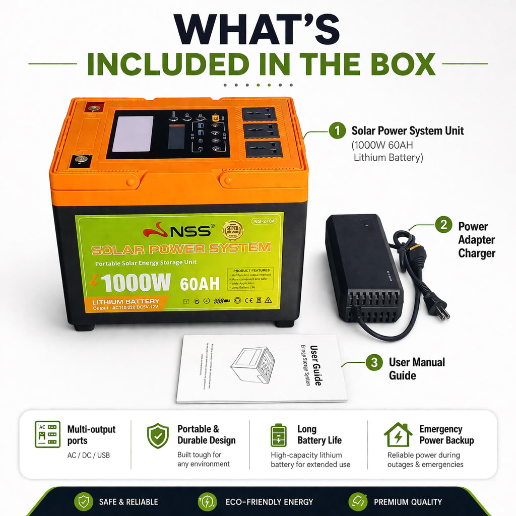 NSS [NEW LAUNCH] NO SOLAR PANEL 70W-1000W Portable Solar Power Station 60,000mAh Lithium Battery | NS-270 Series Solar Generator for Camping, Home Backup, & Outdoor Emergency Power | 220V AC Output Powerbank
