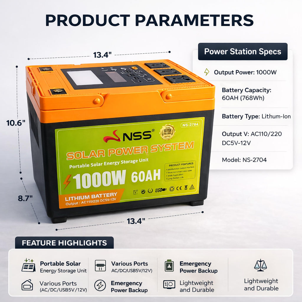 NSS [NEW LAUNCH] NO SOLAR PANEL 70W-1000W Portable Solar Power Station 60,000mAh Lithium Battery | NS-270 Series Solar Generator for Camping, Home Backup, & Outdoor Emergency Power | 220V AC Output Powerbank